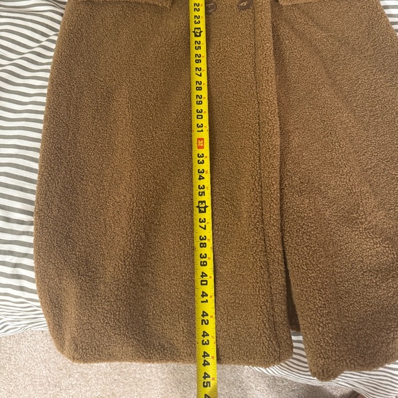 Guess Teddy Coat Brown Long Faux Sherling Double Breasted Size Large - Picture 6 of 8